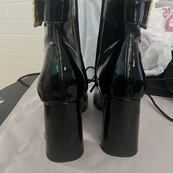 Sam Edelman Black and Gold Luxe Heeled Boots - Picture 7 of 8